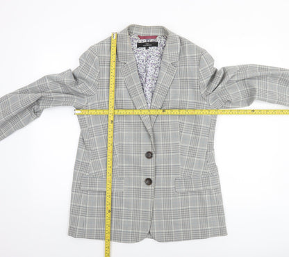 Next Women Grey Check Single-Breasted Blazer Size 14