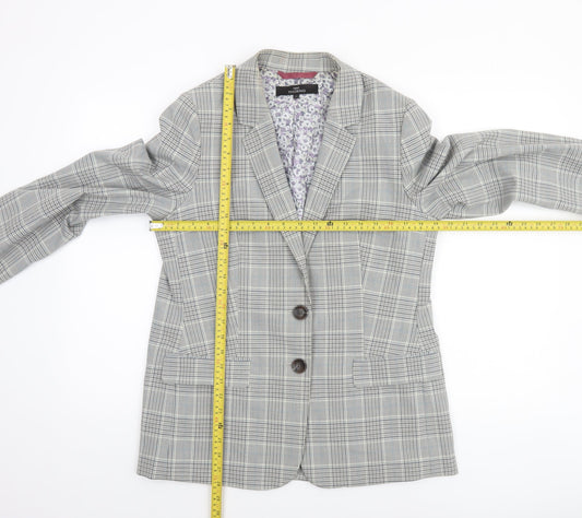 Next Women Grey Check Single-Breasted Blazer Size 14