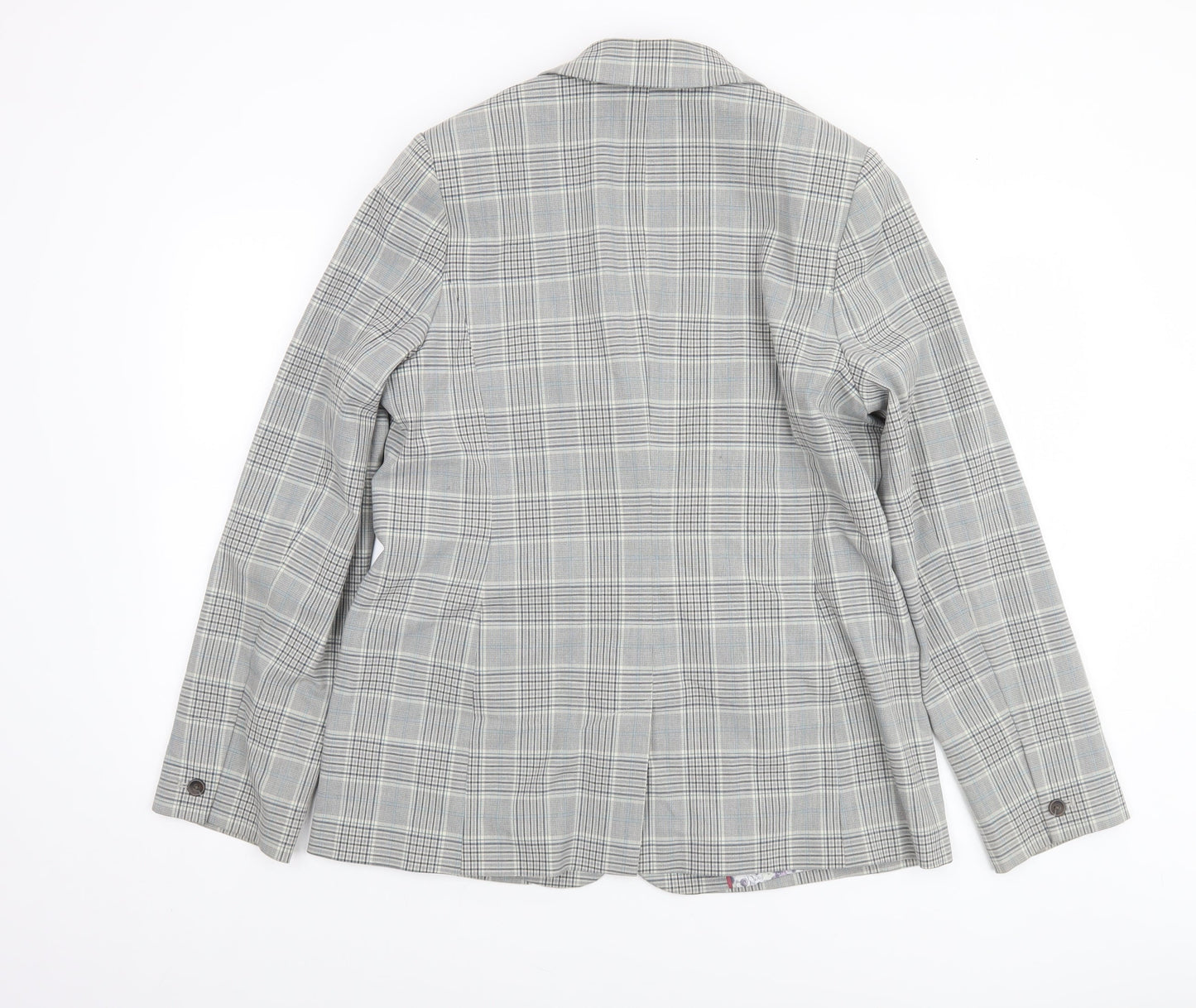 Next Women Grey Check Single-Breasted Blazer Size 14