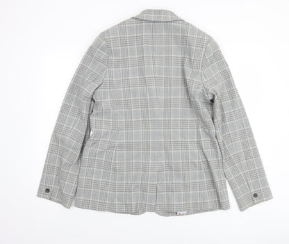 Next Women Grey Check Single-Breasted Blazer Size 14