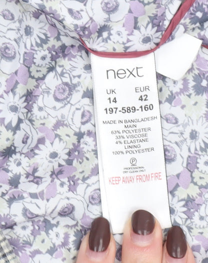 Next Women Grey Check Single-Breasted Blazer Size 14