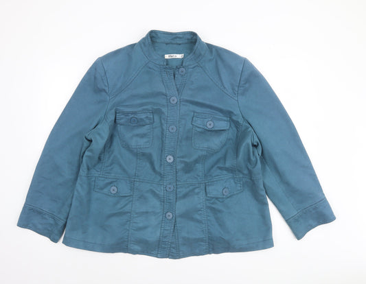 M&Co Women’s Blue Button-Up Basic Jacket Size 20