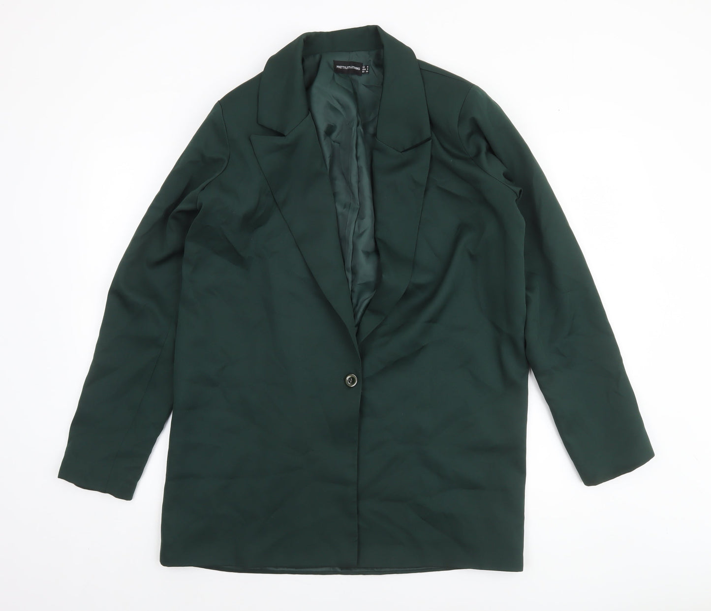 PrettyLittleThing Women Green Regular Fit Notch Lapel Blazer UK 6