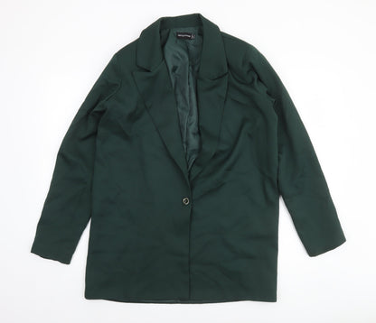 PrettyLittleThing Women Green Regular Fit Notch Lapel Blazer UK 6