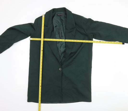 PrettyLittleThing Women Green Regular Fit Notch Lapel Blazer UK 6