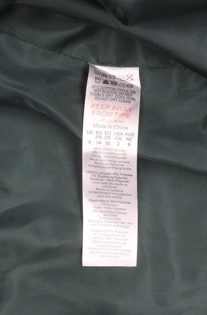 PrettyLittleThing Women Green Regular Fit Notch Lapel Blazer UK 6