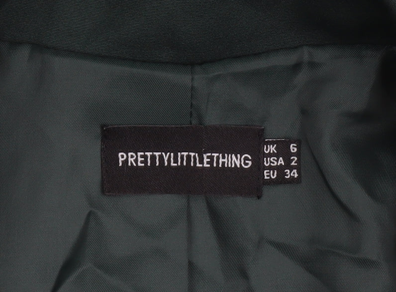 PrettyLittleThing Women Green Regular Fit Notch Lapel Blazer UK 6
