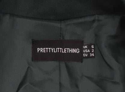 PrettyLittleThing Women Green Regular Fit Notch Lapel Blazer UK 6