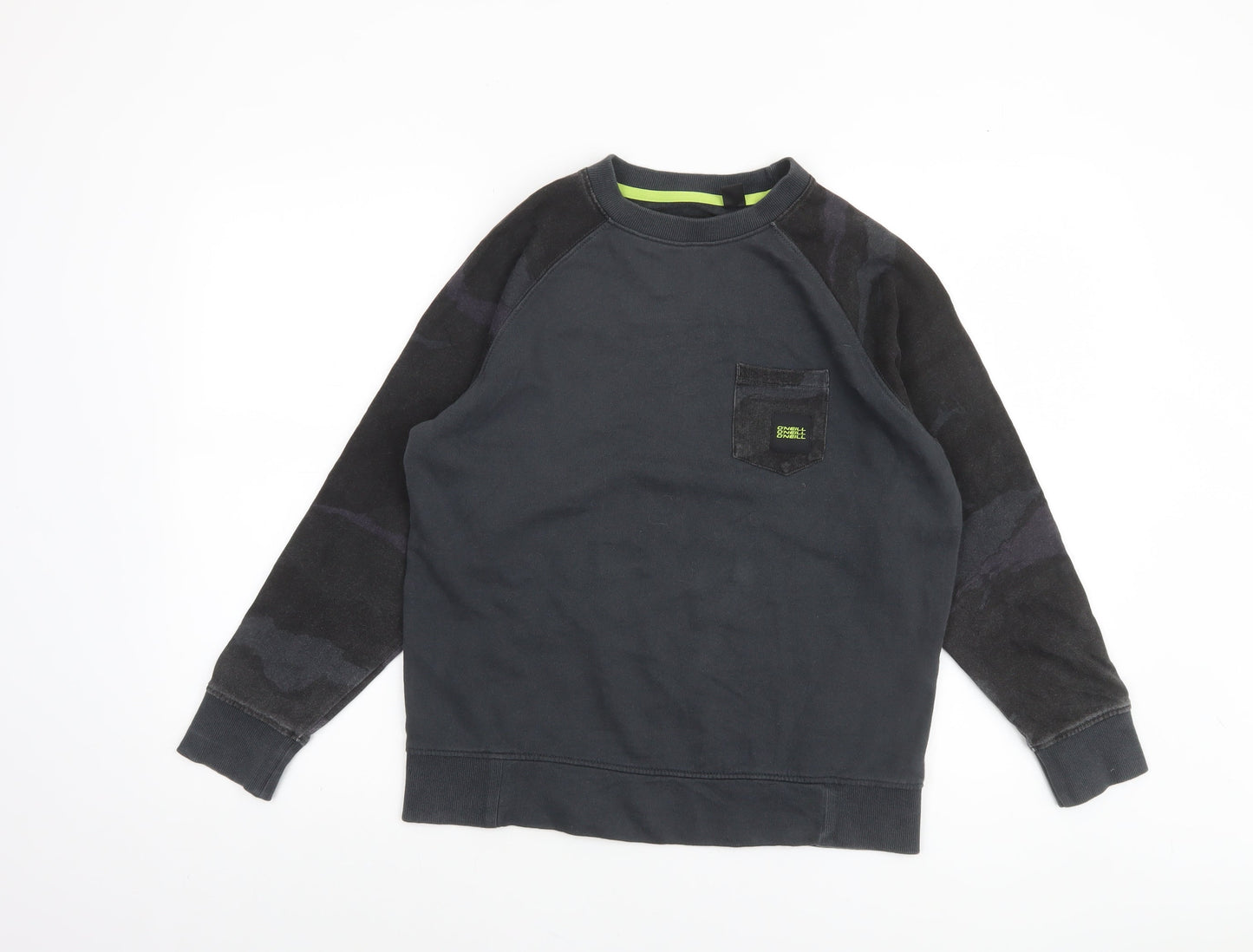 O'Neill Boys Black Cotton Crew Neck Pullover Sweatshirt Size 12 Years