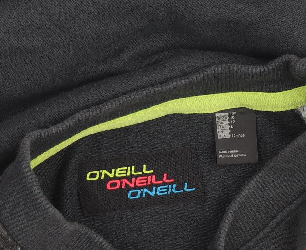 O'Neill Boys Black Cotton Crew Neck Pullover Sweatshirt Size 12 Years