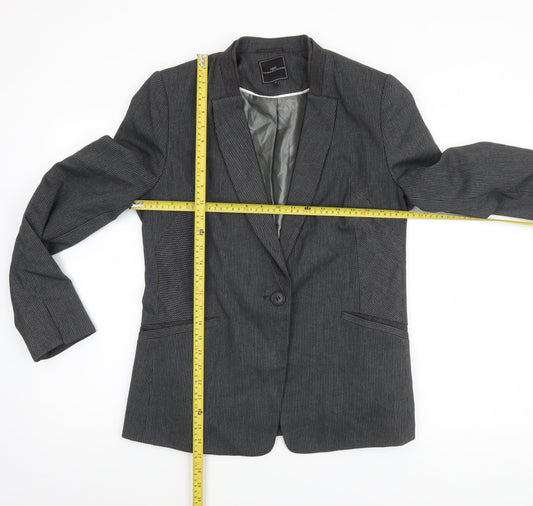 Next Women Grey Pinstripe Single-Breasted Blazer UK 14 Classic Fit