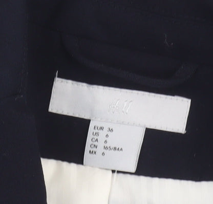 H&M Women's Navy Blue Blazer Size 8 Slim Fit Tailored Jacket