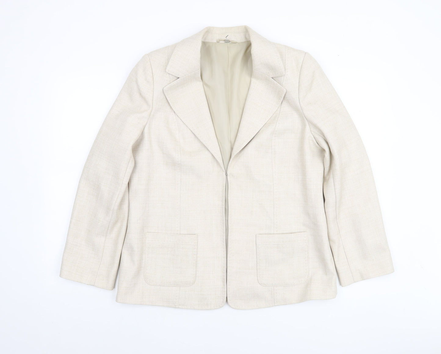 EWM Women’s Beige Polyester Blazer Jacket UK 14 Tailored Fit