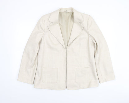 EWM Women’s Beige Polyester Blazer Jacket UK 14 Tailored Fit