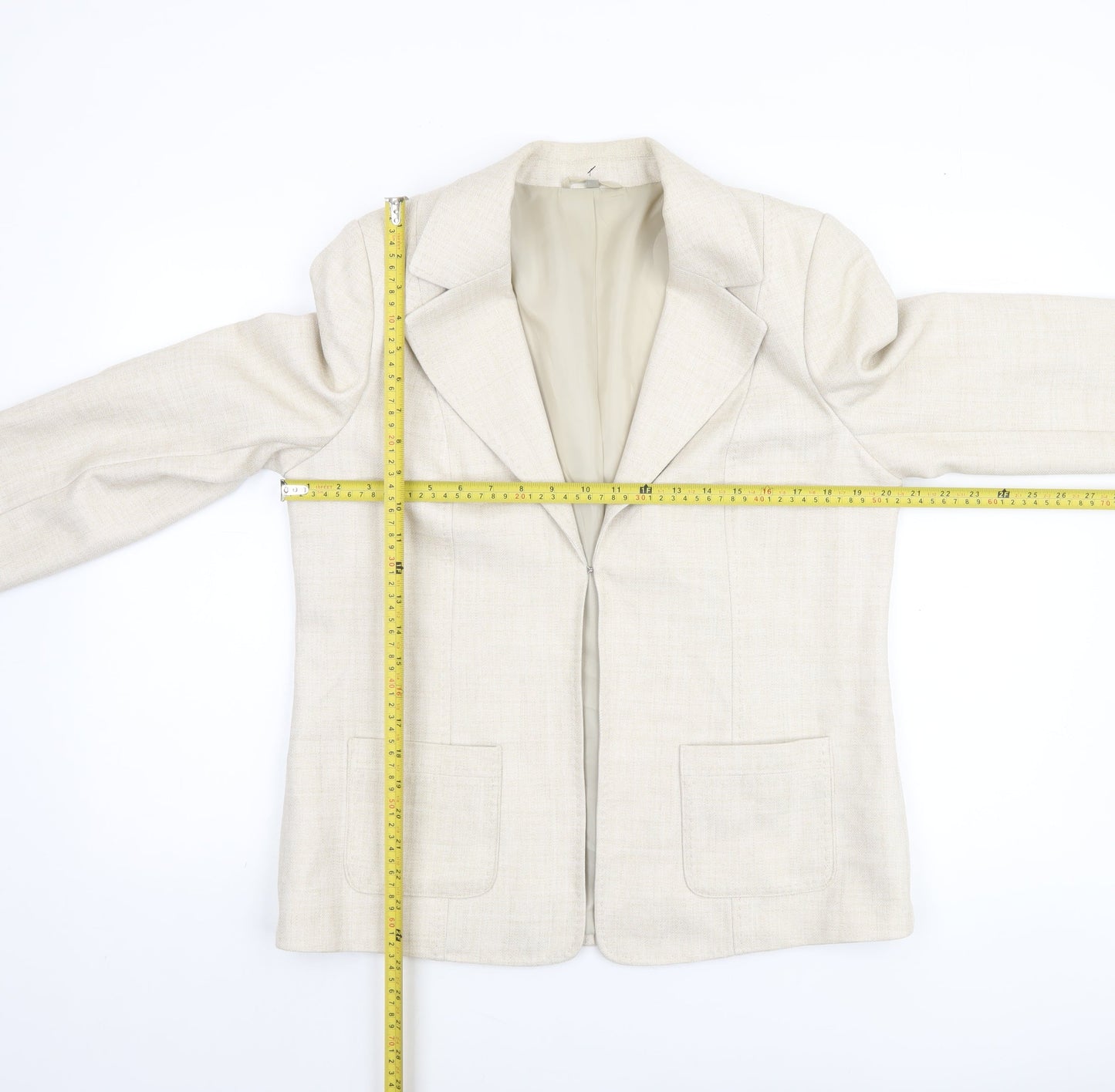 EWM Women’s Beige Polyester Blazer Jacket UK 14 Tailored Fit