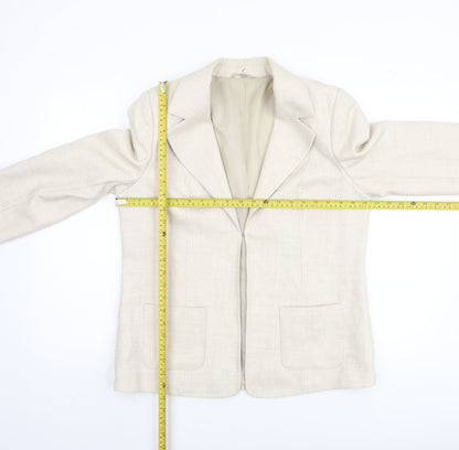 EWM Women’s Beige Polyester Blazer Jacket UK 14 Tailored Fit