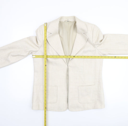 EWM Women’s Beige Polyester Blazer Jacket UK 14 Tailored Fit