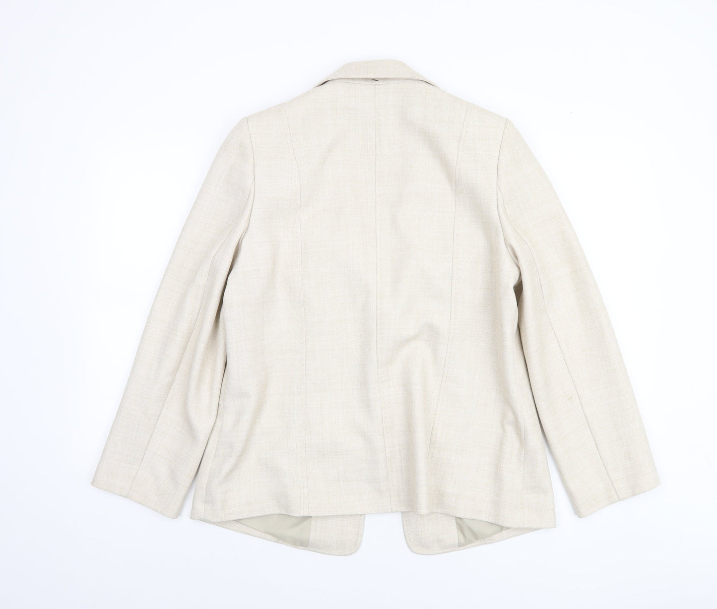 EWM Women’s Beige Polyester Blazer Jacket UK 14 Tailored Fit