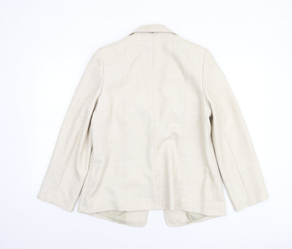 EWM Women’s Beige Polyester Blazer Jacket UK 14 Tailored Fit