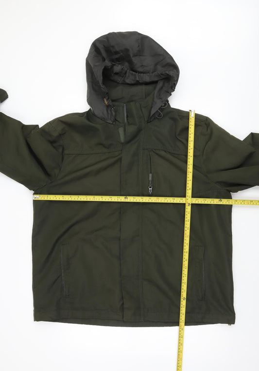 F&F Men’s Green 2XL Hooded Parka Jacket Water Resistant
