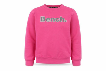 Front view of Bench girls’ pink logo pullover sweatshirt 13 years fleece crew neck