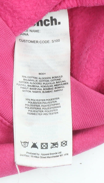 Bench Girls Pink Logo Pullover Sweatshirt 13 Years Fleece Crew Neck