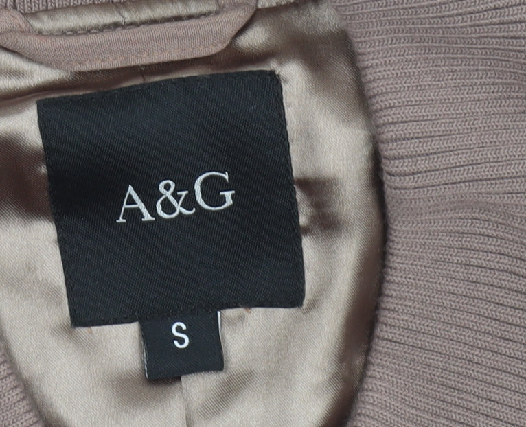 Womens UK Size S A&G Brown Bomber Jacket