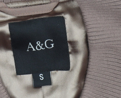 Womens UK Size S A&G Brown Bomber Jacket
