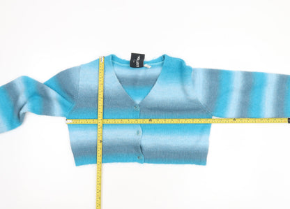 Collusion Women’s Blue Striped V-Neck Cropped Cardigan Size 8