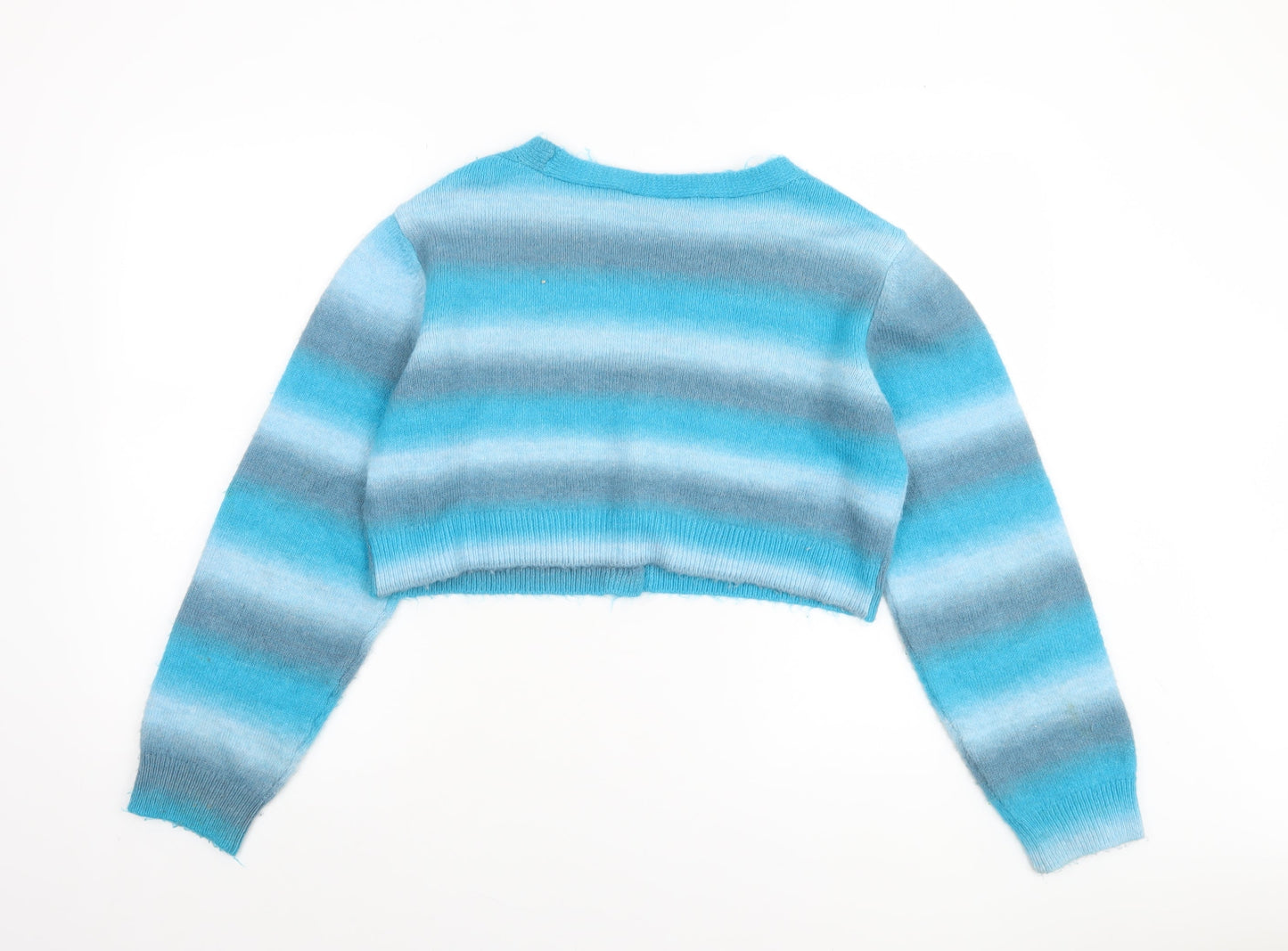 Collusion Women’s Blue Striped V-Neck Cropped Cardigan Size 8