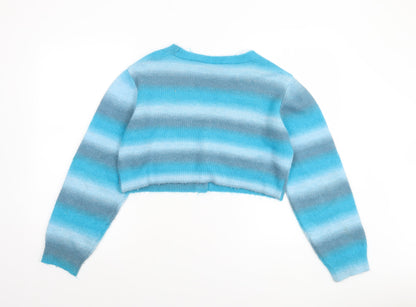 Collusion Women’s Blue Striped V-Neck Cropped Cardigan Size 8