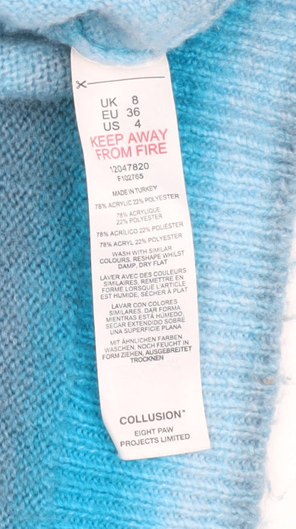 Collusion Women’s Blue Striped V-Neck Cropped Cardigan Size 8