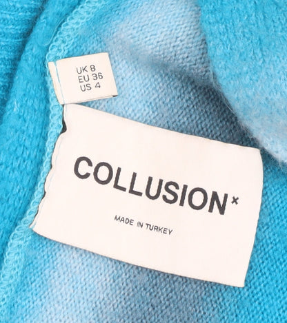 Collusion Women’s Blue Striped V-Neck Cropped Cardigan Size 8