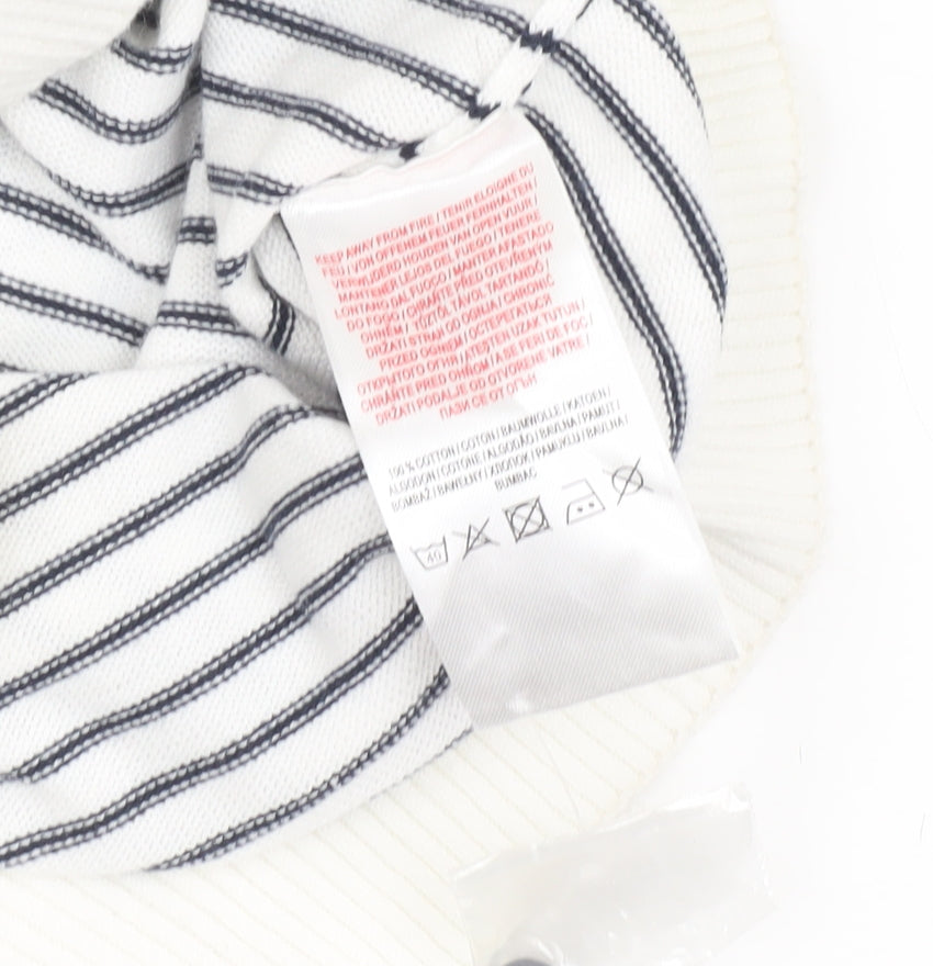 Kensington Dockside Mens White Striped V-Neck Jumper Size 2XL