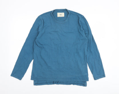 Womens UK Size S Folk Blue Basic T-Shirt