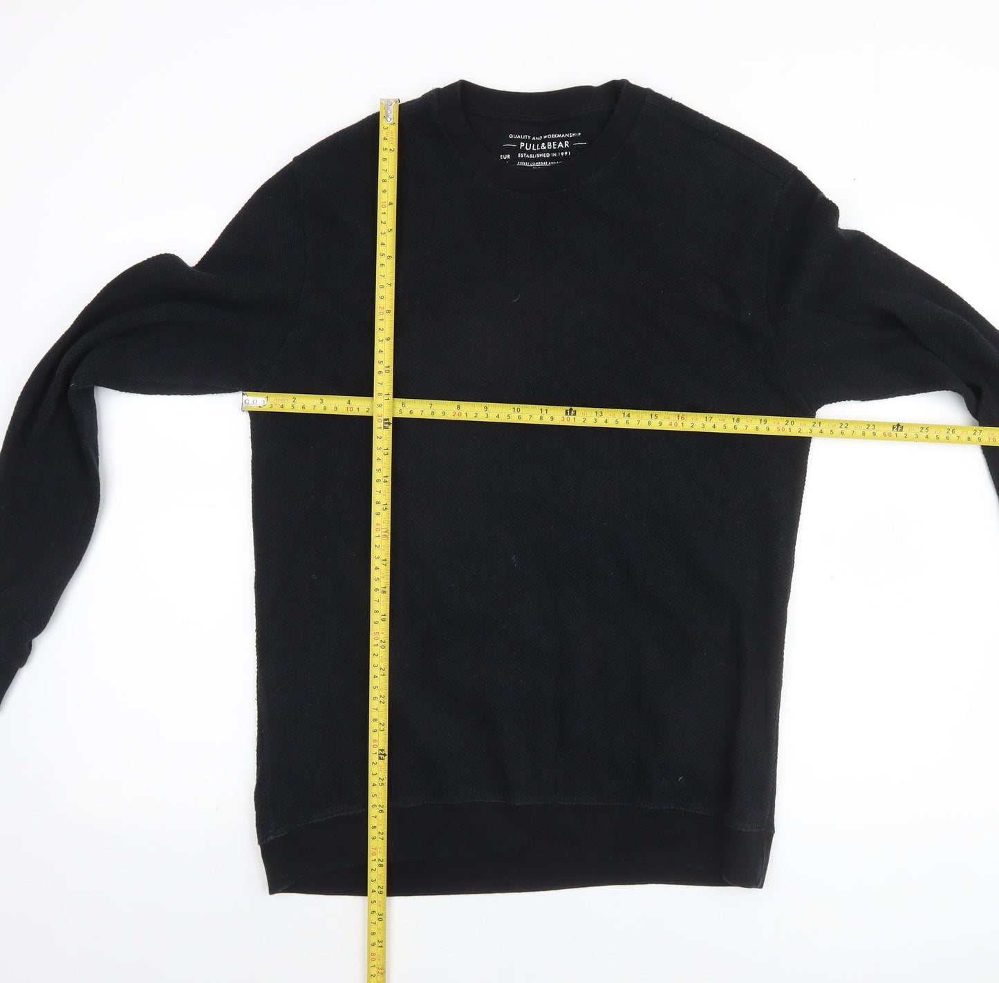 Mens UK Size M Pull&Bear Black Pullover Sweatshirt