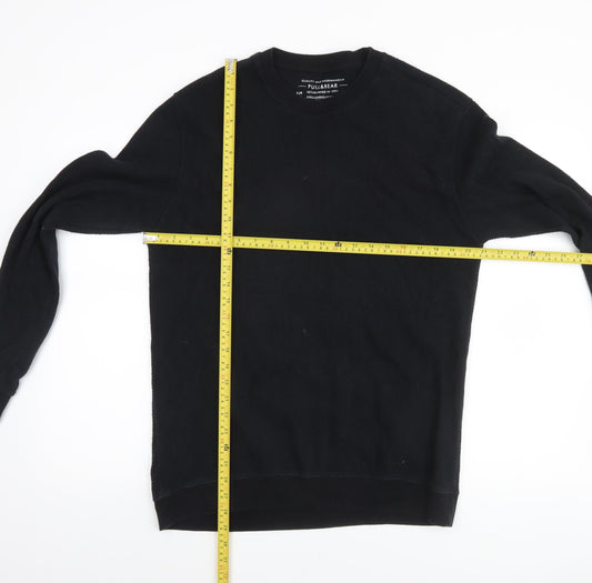 Mens UK Size M Pull&Bear Black Pullover Sweatshirt