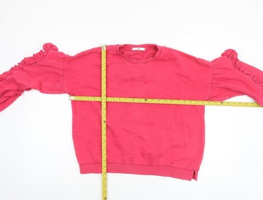 Marks and Spencer Girls Pink Ruffle Sleeve Crew Neck Sweatshirt 13-14 Years