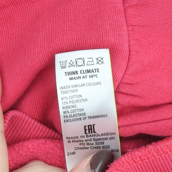 Marks and Spencer Girls Pink Ruffle Sleeve Crew Neck Sweatshirt 13-14 Years