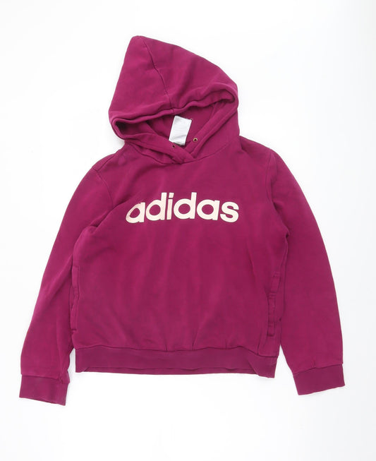 Adidas Womens Purple Pullover Hoodie UK 12-14 Medium Cotton Blend