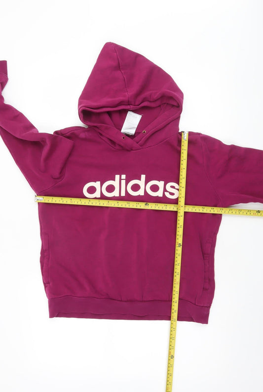 Adidas Womens Purple Pullover Hoodie UK 12-14 Medium Cotton Blend