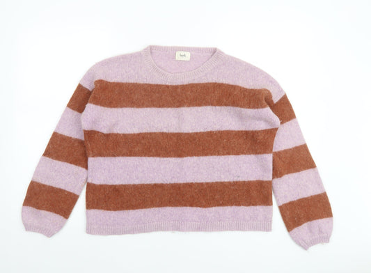 Hush Women Multicoloured M Striped Alpaca Blend Chunky Pullover Jumper