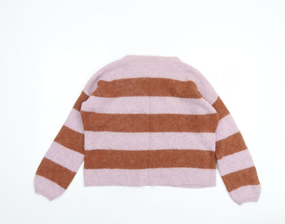 Hush Women Multicoloured M Striped Alpaca Blend Chunky Pullover Jumper