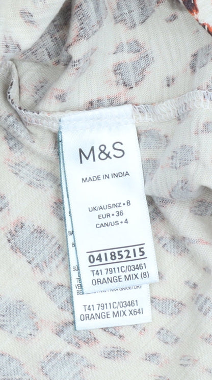 Womens UK Size 8 Marks and Spencer Multicoloured Basic T-Shirt