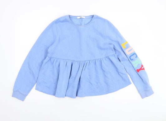 Marks and Spencer Girls Blue 'Lucky' Pullover Sweatshirt 12-13 Years