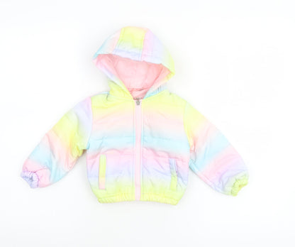 Pink Rabbit Unisex Baby Multicoloured 6-9M Hooded Puffer Jacket