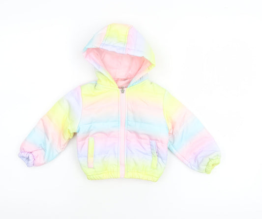 Pink Rabbit Unisex Baby Multicoloured 6-9M Hooded Puffer Jacket