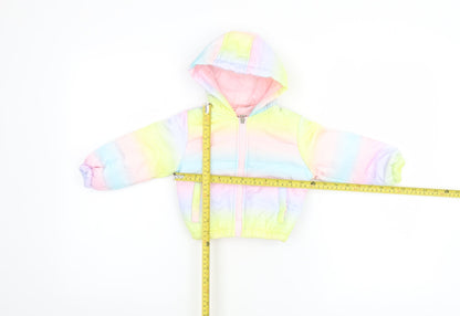 Pink Rabbit Unisex Baby Multicoloured 6-9M Hooded Puffer Jacket