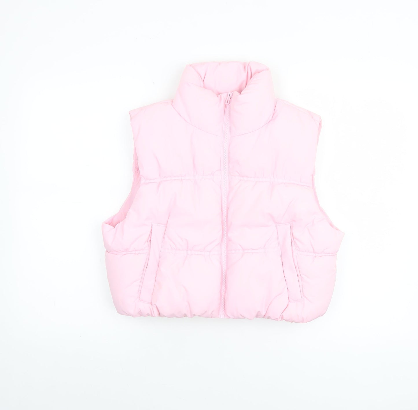 H&M Divided Womens Pink Puffer Waistcoat S Sleeveless Quilted Gilet