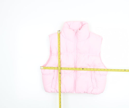 H&M Divided Womens Pink Puffer Waistcoat S Sleeveless Quilted Gilet